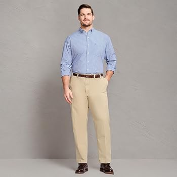 IZOD Men's Big and Tall Performance Stretch Flat Front Pant